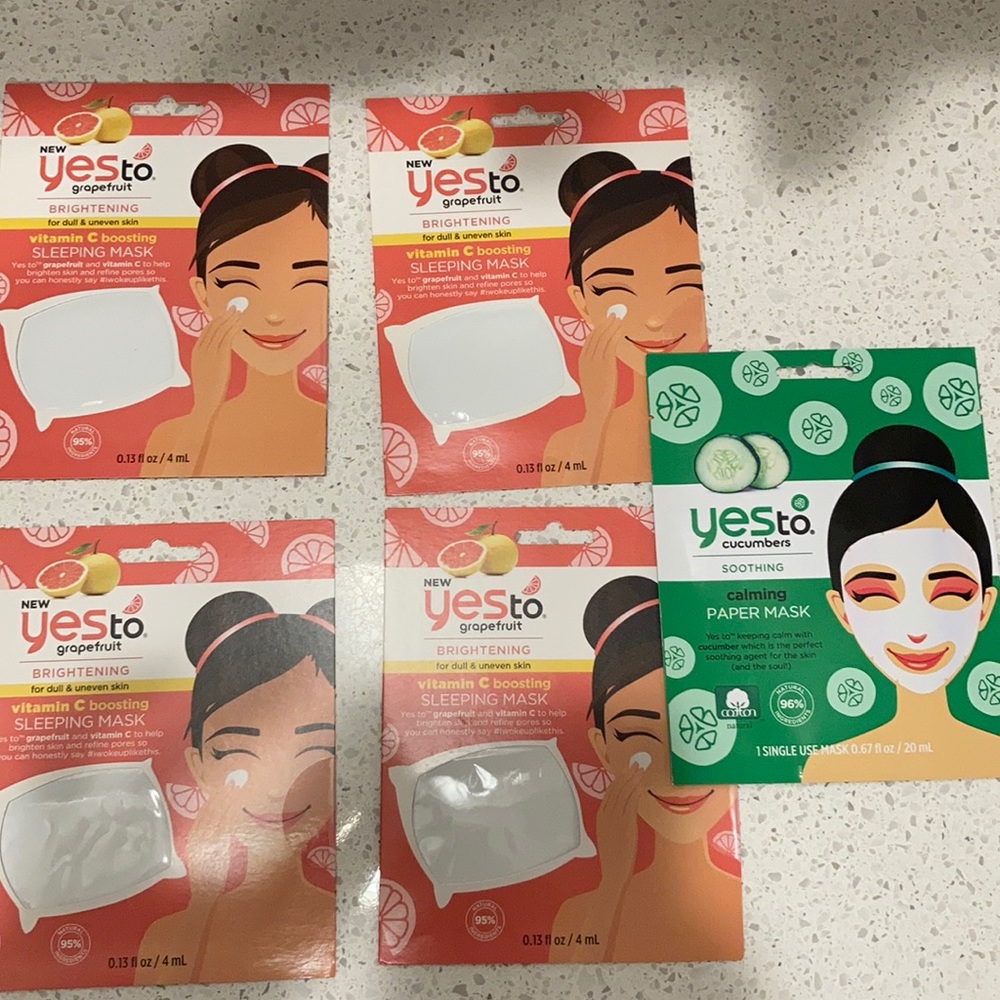 5 Yes To Masks - 4 Brightening & 1 Calming